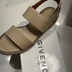 Brand new Givenchy beige sandals with chain trim.  Size 40.5.  Never worn.